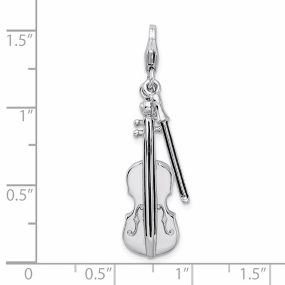 3-D Violin With Lobster Clasp Charm - Picture 2 of 4